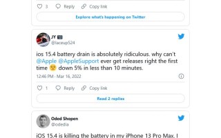 iOS 15.4发布后用户反馈存在耗电严重情况