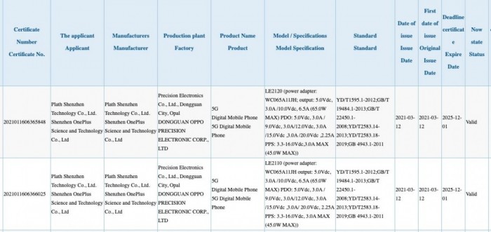 一加OnePlus 9和9 Pro获得3C认证 充电速度揭秘-第1张图片-易维数码